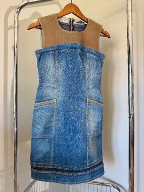 Vintage Sportmax | Code Leather and Denim Dress.